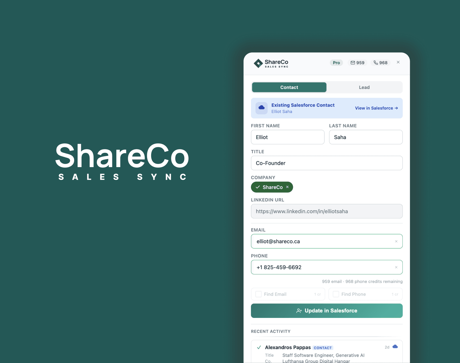 SalesSync Chrome extension